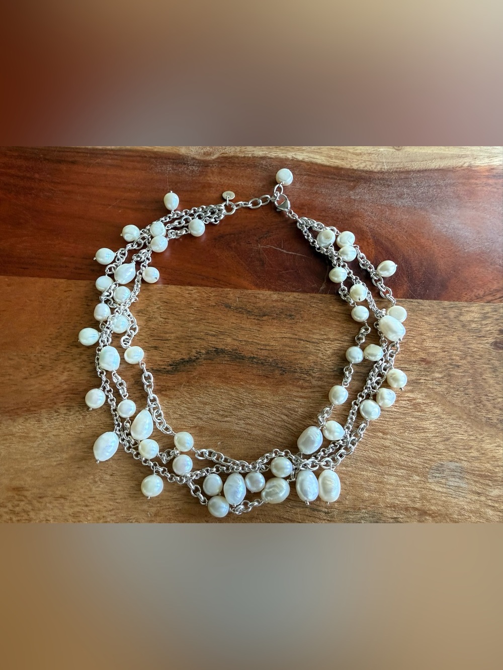 Thistle & Bee Sterling Silver and Multi-Strand Freshwater Baroque Pearl Necklace